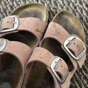 Birkenstock Rose color Sandals with Silver Buckles